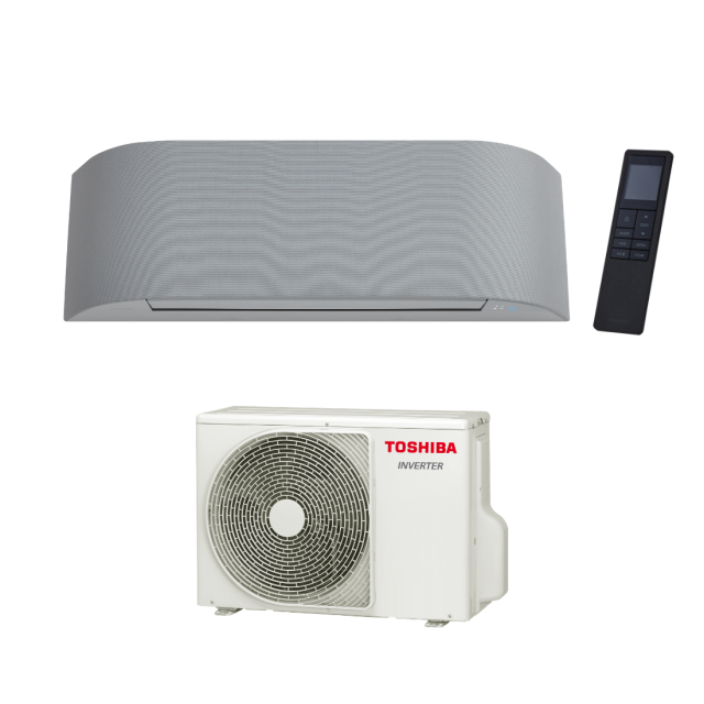 Toshiba klima uređaj, unutarnja i vanjska jedinica sa daljinskim upravljačem.