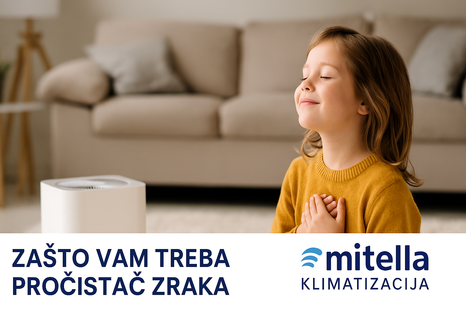 pročistač zraka u dnevnom boravku – čisti zrak važan za zdravlje