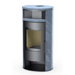 Thermia Prodos 2.0 V3 – Sivi kaminska peć na drva s prirodnim kamenom i velikim staklom